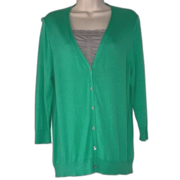 OLD NAVY Button Down V Neck Cardigan Long Sleeve Green Sweater Womens Large - Picture 1 of 6